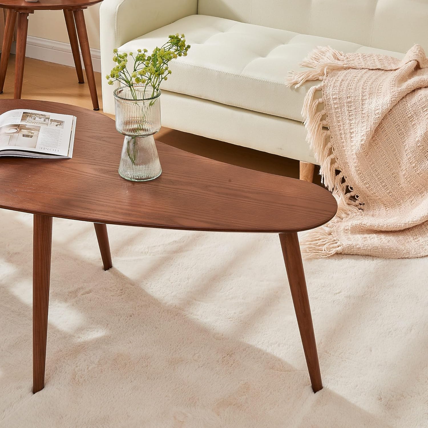 minimalist mid-century coffee table walnut