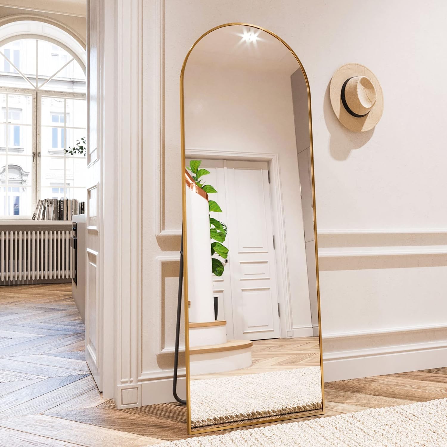 arched floor mirror gold frame