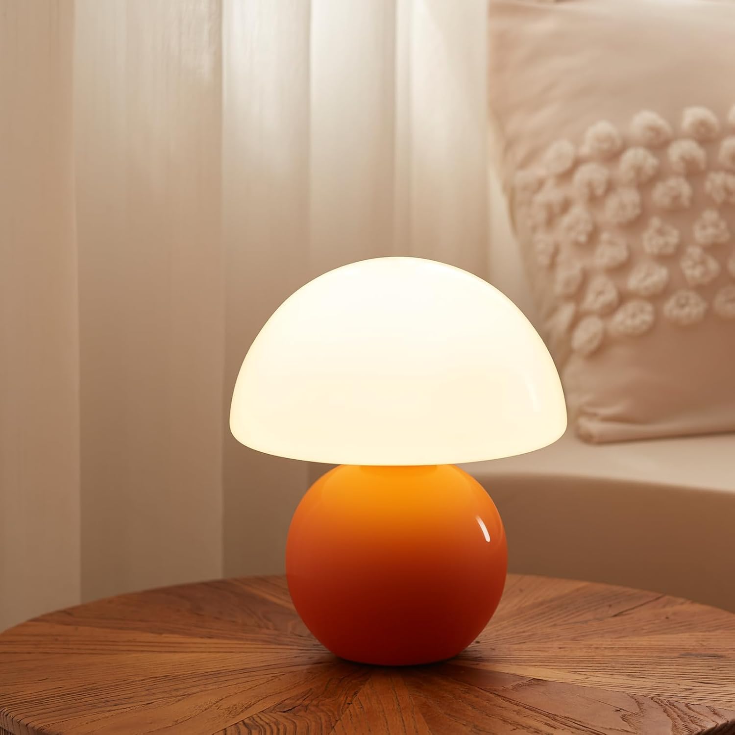 mushroom table lamp orange affordable cozy living room decor